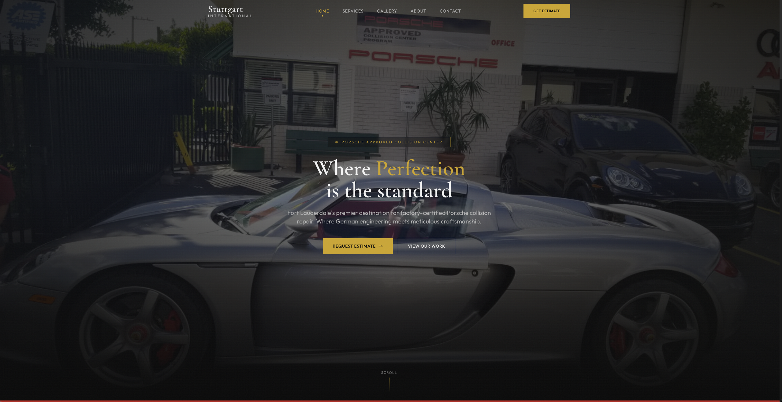 Stuttgart International Collision - A premium auto body and collision repair service website featuring modern design
